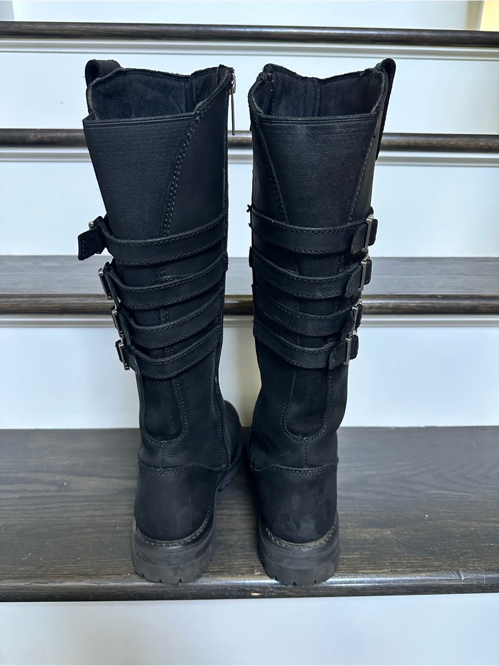 Harley-Davidson Women’s Black Leather Tall Buckle Riding Boots - Picture 5 of 7